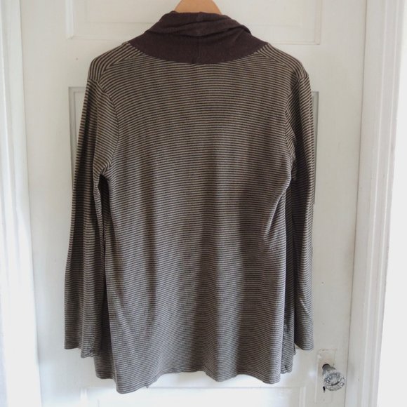 Splendid Green & Brown Striped Open Cotton Cardigan M - Picture 5 of 8